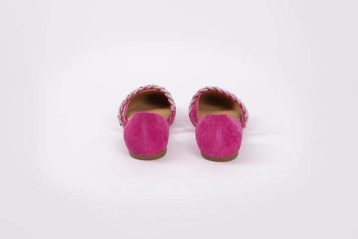 Back shot of Amber Flat in Fuchsia pink, available in larger sizes European 42-46