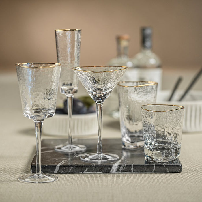 Aperitivo Triangular Stemware - Clear w/ Gold Rim - Drinkware by Carlyle Avenue