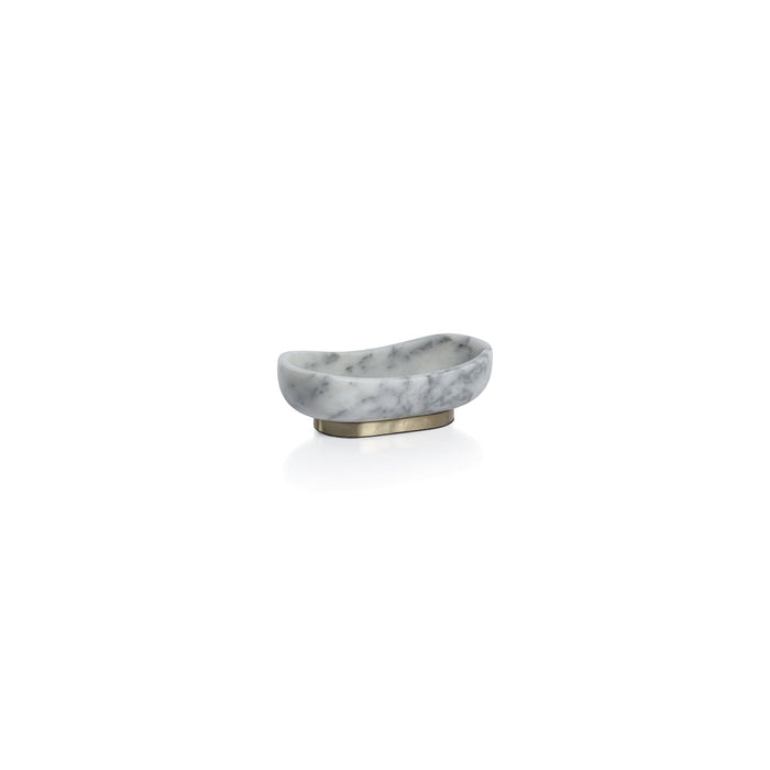 Arebascato Marble Oval Serving Bowl on Gold Metal Base - Decorative Bowls by Carlyle Avenue