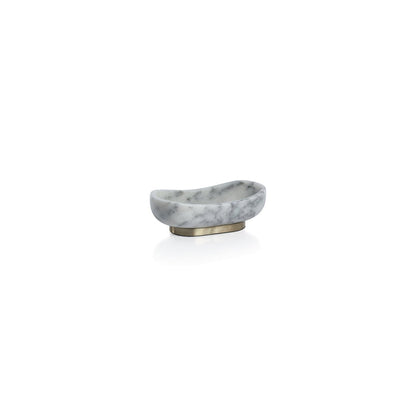 Arebascato Marble Oval Serving Bowl on Gold Metal Base - Decorative Bowls by Carlyle Avenue