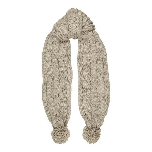 Aran Cable Knit Pom Pom Scarf Elevate Your Winter Style with Aran Cable Knit Pom Pom Scarf