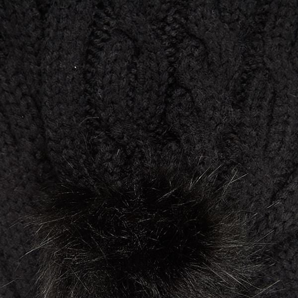 Aran Cable Pom Pom Scarf Aran Cable Pom Pom Scarf | Soft Knit with Faux Fur Trim | One Size