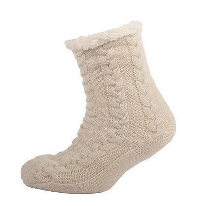 Aran Cable Slipper Sock - Cream Cozy & Stylish Aran Cable Slipper Sock in Cream | Chunky Cable Knit