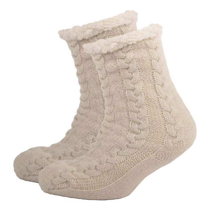 Aran Cable Slipper Sock - Cream Cozy & Stylish Aran Cable Slipper Sock in Cream | Chunky Cable Knit