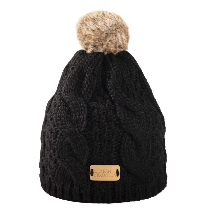 Aran Cable Tammy Hat Shop the Stylish Aran Cable Tammy Hat with Faux Fur Trim