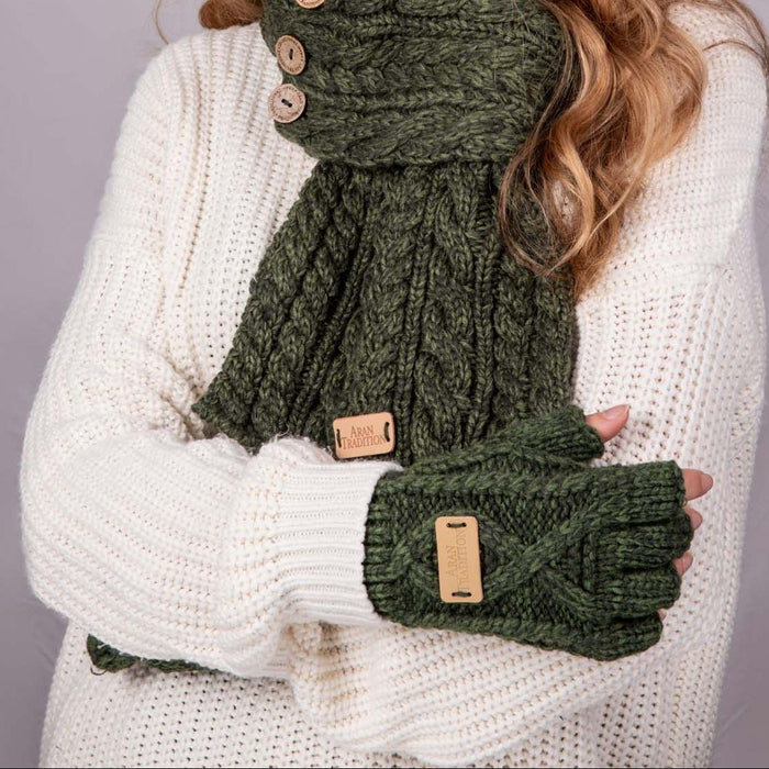 Aran Classic Cable Fingerless Gloves Aran Classic Cable Fingerless Gloves | Soft Cozy Knit Design