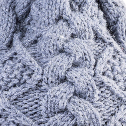 Aran Diamond Cable Button Hat Fisherman Stitch Pom Pom Hat | Chunky Rib Knit with Faux Fur Pom Pom