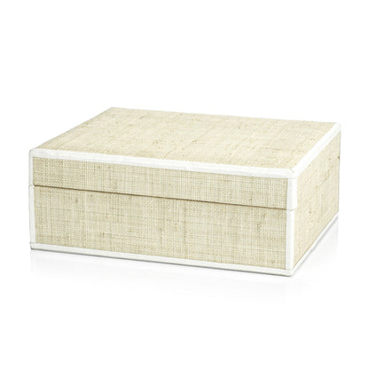 Atelier Natural Fiber Raffia Box with Leather Trim - Boxes by Carlyle Avenue