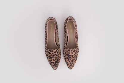 Aerial view of Ava Flat in Leopard print. A womens shoe available in larger sizes