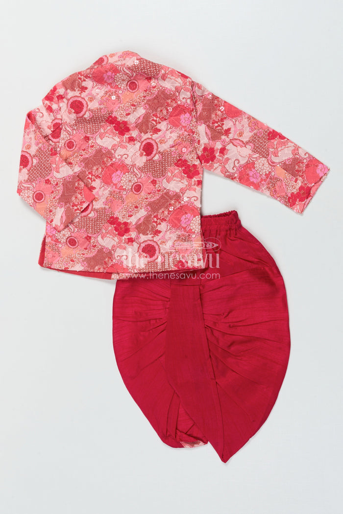 The Nesavu Boys Dothi Set Baby Boy Dhoti Kurta for Weddings and Naming Ceremony Nesavu Nesavu baby boy dhoti kurta set for festive occasions and traditional ceremonies