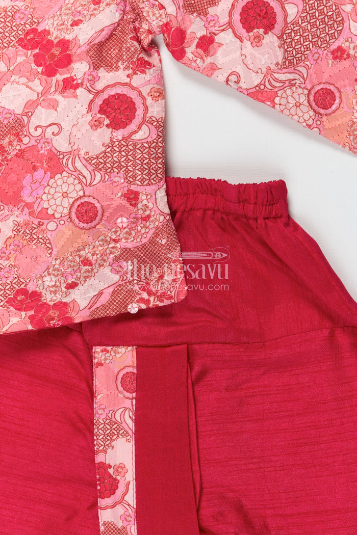 The Nesavu Boys Dothi Set Baby Boy Dhoti Kurta for Weddings and Naming Ceremony Nesavu Nesavu baby boy dhoti kurta set for festive occasions and traditional ceremonies