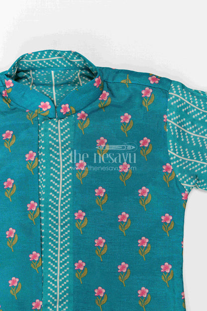 The Nesavu Boys Dothi Set Baby Boy Dhoti Set for Traditional Functions and Festive Wear Nesavu Nesavu Baby Boy Dhoti Set For Festive Wear With Digital Print Top And Comfortable Ethnic Styling