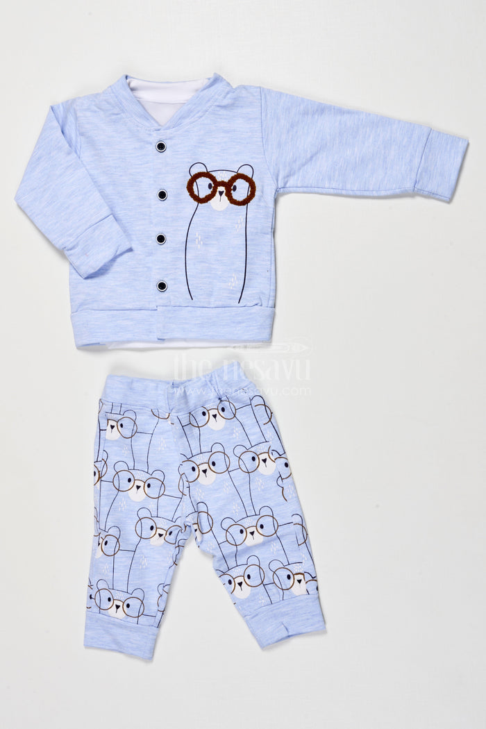 The Nesavu Boys Casual Set Baby Boy Printed Cotton Co-ord Set for Casual Daywear Nesavu 14 (6M) / Blue BCS527A-14 Nesavu baby boy cotton co-ord set digital print everyday play comfort