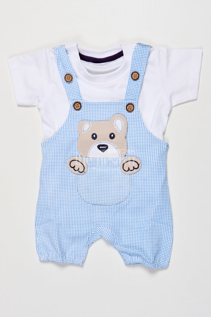 The Nesavu Baby Dungarees Baby Cotton Dungaree Set for Toddlers' Everyday Play and Comfort Nesavu 14 (6M) / Blue BCS518B-14 Nesavu cotton baby dungaree set toddlers  perfect daily wear cozy comfort