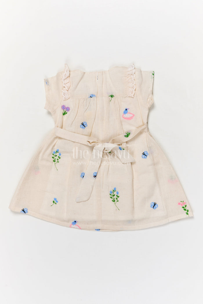 The Nesavu Baby Cotton Frocks Baby Cotton Frock with Embroidery for Casual Outings and Summer Comfort Nesavu Nesavu baby cotton frock with floral embroidery and lace detailing for everyday wear
