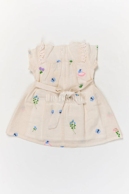 The Nesavu Baby Cotton Frocks Baby Cotton Frock with Embroidery for Casual Outings and Summer Comfort Nesavu Nesavu baby cotton frock with floral embroidery and lace detailing for everyday wear