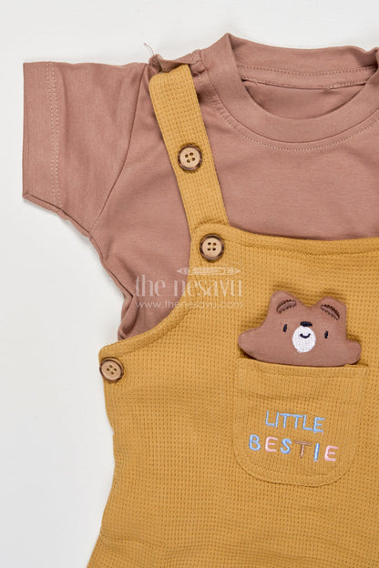 The Nesavu Baby Dungarees Baby Dungaree and Tee Cotton Set for Outings and Everyday Style Nesavu Nesavu baby cotton dungaree set printed tee everyday wear comfortable outings