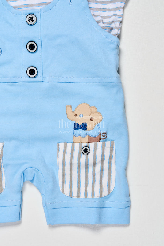 The Nesavu Baby Dungarees Baby Dungaree Set with Embroidery for Casual Play and Day Outings Nesavu Nesavu embroidered baby dungaree set cotton everyday comfort playful outings