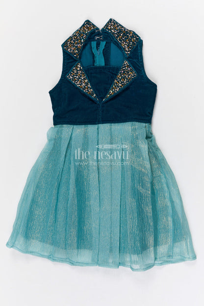 The Nesavu Baby Fancy Frock Baby Fancy Frock for First Birthday and Festive Celebrations Nesavu 16 (1Y) / Green / Velvet SF987C-16 Nesavu baby fancy frock for first birthday and festive occasions with velvet bodice