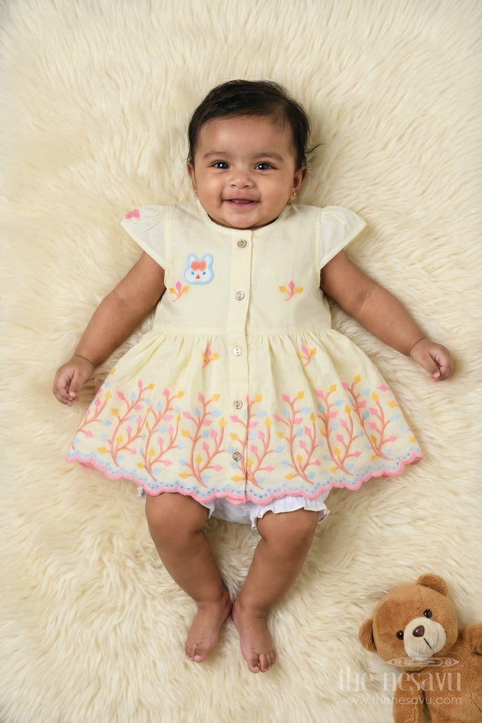 The Nesavu Baby Frocks Baby Frock for Outings and Everyday Celebrations Nesavu Nesavu embroidered baby frock in cotton for casual celebrations and playtime fun