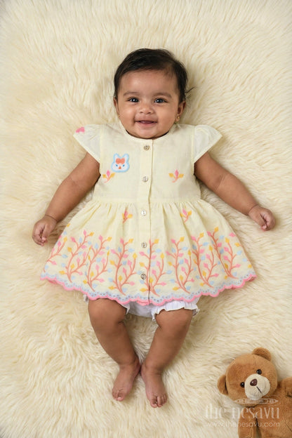 The Nesavu Baby Frocks Baby Frock for Outings and Everyday Celebrations Nesavu Nesavu embroidered baby frock in cotton for casual celebrations and playtime fun