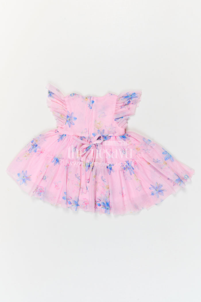 The Nesavu Baby Frocks Baby Girl Birthday Frock for Celebrations and Cake Smash Photos Nesavu Nesavu Baby Girl Birthday Frock For Celebrations And Baby Photoshoots With Soft Net Digital Print Design