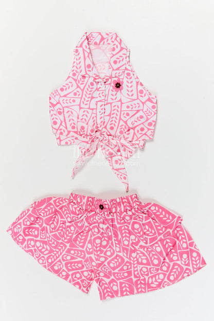 The Nesavu Baby Casual Sets Baby Girl Casual Outfit for Playtime and Summer Outings Nesavu Nesavu baby girl casual outfit for playtime with georgette fabric digital print and tie up top summer wear