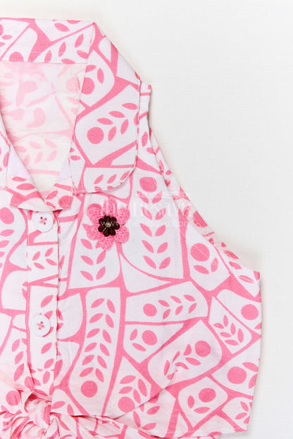 The Nesavu Baby Casual Sets Baby Girl Casual Outfit for Playtime and Summer Outings Nesavu Nesavu baby girl casual outfit for playtime with georgette fabric digital print and tie up top summer wear
