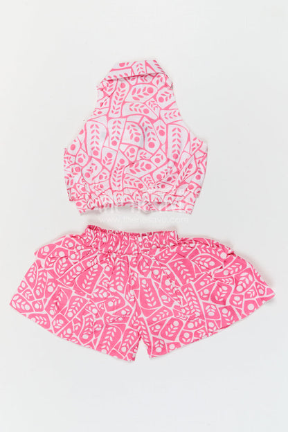 The Nesavu Baby Casual Sets Baby Girl Casual Outfit for Playtime and Summer Outings Nesavu Nesavu baby girl casual outfit for playtime with georgette fabric digital print and tie up top summer wear