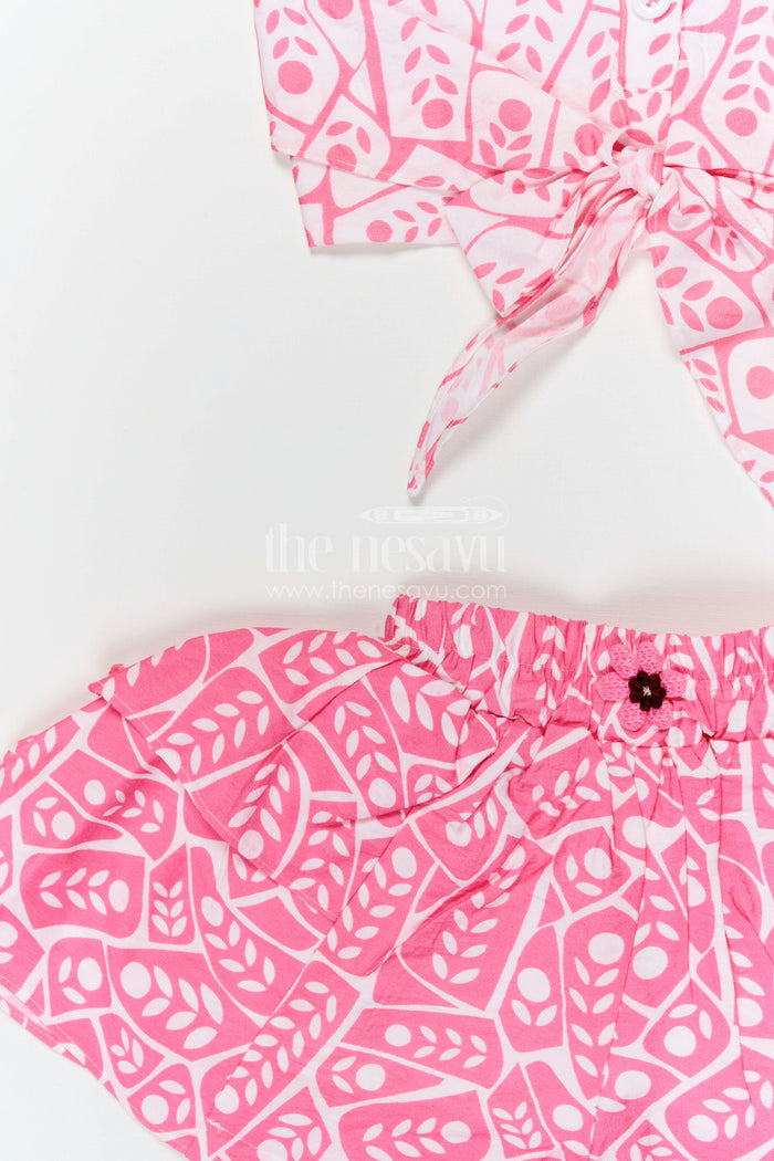 The Nesavu Baby Casual Sets Baby Girl Casual Outfit for Playtime and Summer Outings Nesavu Nesavu baby girl casual outfit for playtime with georgette fabric digital print and tie up top summer wear