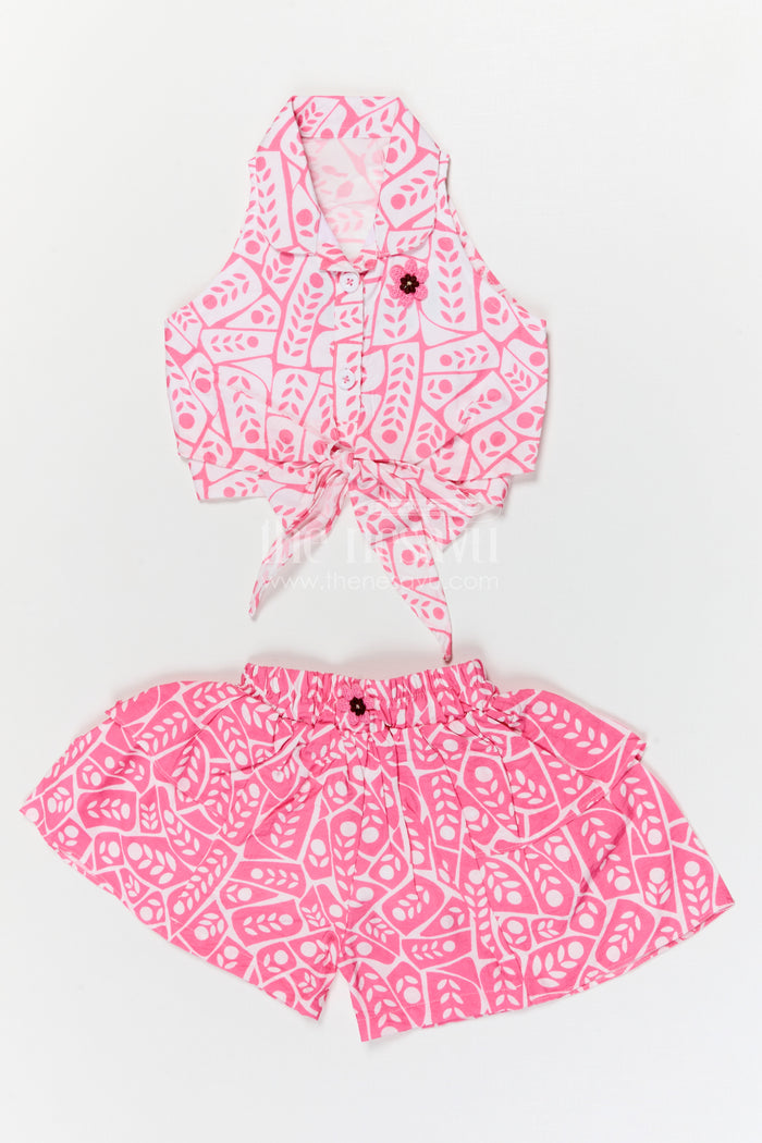 The Nesavu Baby Casual Sets Baby Girl Casual Outfit for Playtime and Summer Outings Nesavu Nesavu baby girl casual outfit for playtime with georgette fabric digital print and tie up top summer wear
