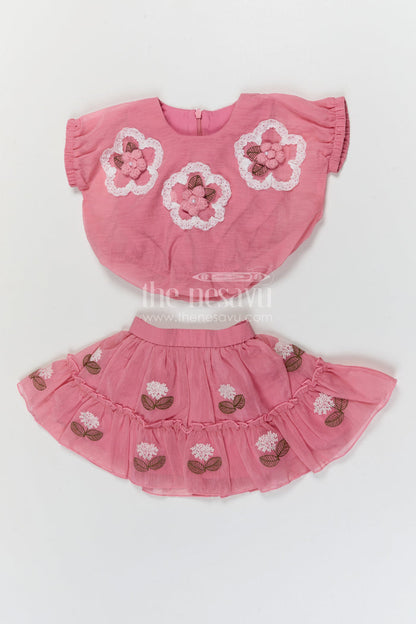 The Nesavu Baby Casual Sets Baby Girl Casual Outfit Set for Outings and Everyday Comfort Nesavu Nesavu baby girl cotton casual outfit set with thread embroidery for everyday outings