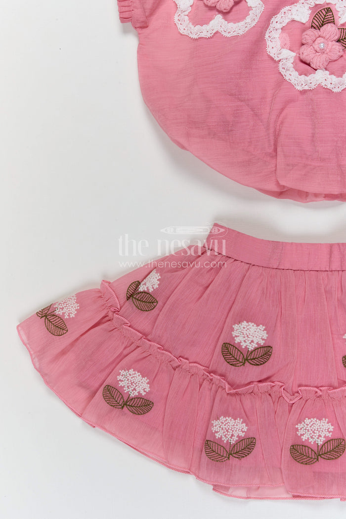 The Nesavu Baby Casual Sets Baby Girl Casual Outfit Set for Outings and Everyday Comfort Nesavu Nesavu baby girl cotton casual outfit set with thread embroidery for everyday outings
