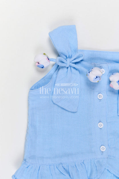 The Nesavu Girls Casual Set Baby Girl Casual Set for Summer Outings and Playtime Comfort Nesavu Nesavu Baby Girl Muslin Cotton Casual Set For Summer Outings With Digital Print And Tie Up Shoulder Design