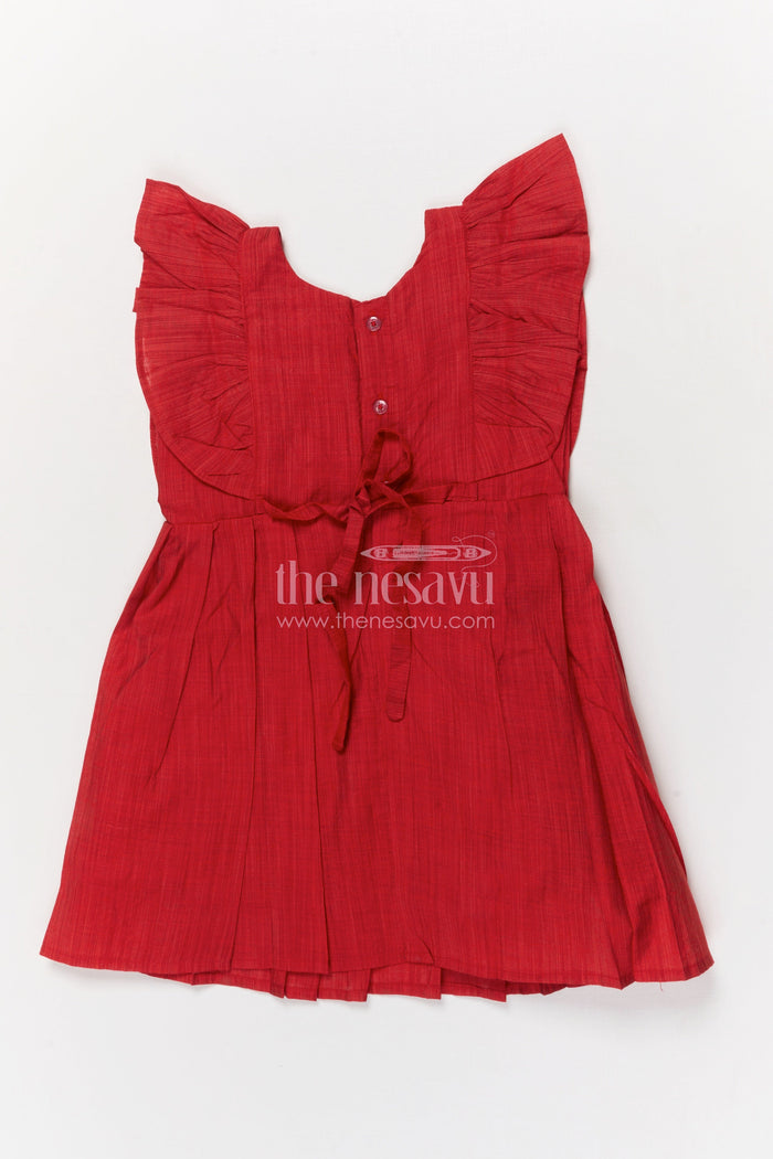 The Nesavu Girls Chanderi Frock Baby Girl Chanderi Cotton Frock for Ethnic Day and Casual Festive Wear Nesavu Nesavu baby girl chanderi cotton frock with embroidered straps and pleats for ethnic occasions