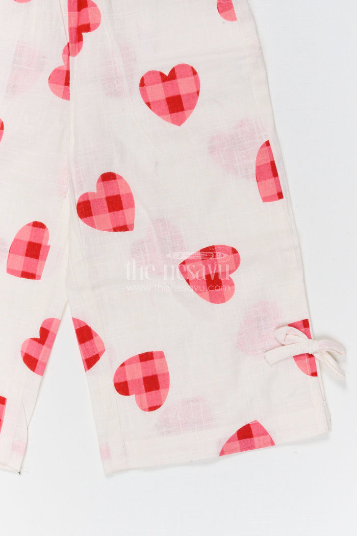The Nesavu Girls Co-Ord Sets Baby Girl Co Ord Set for Summer Outings and Playdates Nesavu Nesavu baby girl cotton co ord set for toddler summer outings and playdates with heart digital print