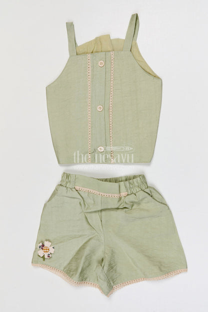 The Nesavu Girls Co-Ord Sets Baby Girl Co Ord Set for Summer Outings and Toddler Playtime Nesavu Nesavu baby girl co ord set for toddler summer outings and playdates in breathable crepe cotton designer print