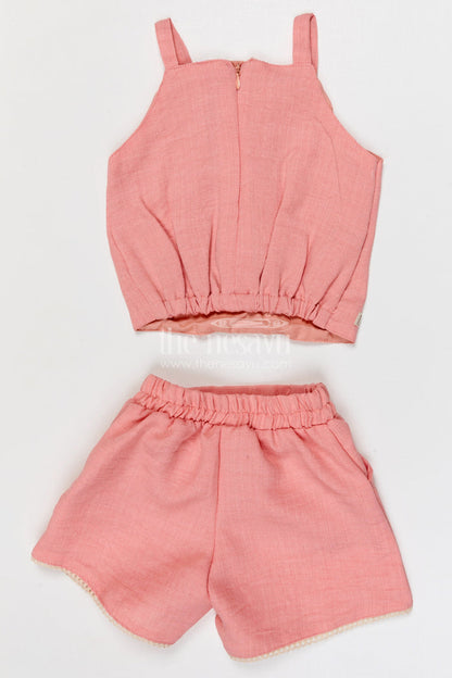 The Nesavu Girls Co-Ord Sets Baby Girl Co Ord Set for Toddler Outings and Everyday Play Nesavu Nesavu baby girl co ord set for toddler outings and playtime with lace embroidery jacket in breathable crepe cotton