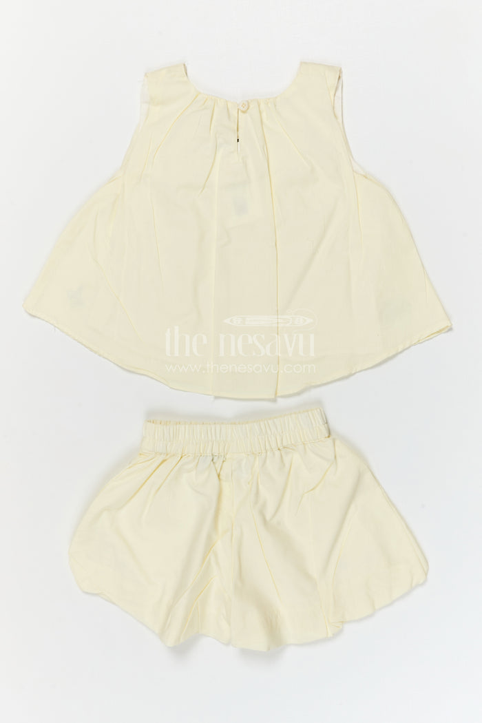 The Nesavu Baby Casual Sets Baby Girl Cotton Co Ord Set for Daily Wear and Comfort Nesavu Nesavu baby girl cotton co ord set for daily wear with thread embroidery soft breathable kids outfit