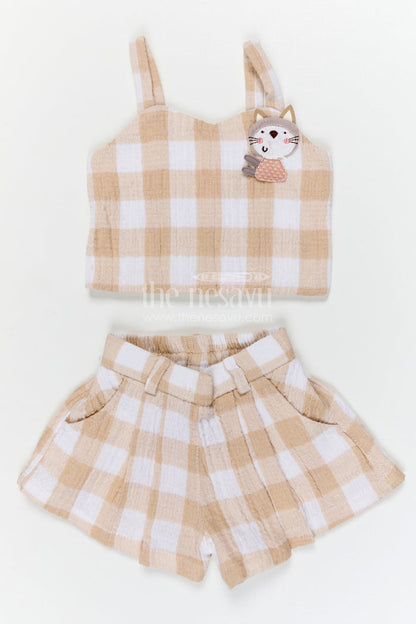The Nesavu Baby Casual Sets Baby Girl Cotton Co Ord Set for Summer Outings and Daily Wear Nesavu Nesavu baby girl muslin cotton co ord set with checked design for summer outings and daily wear