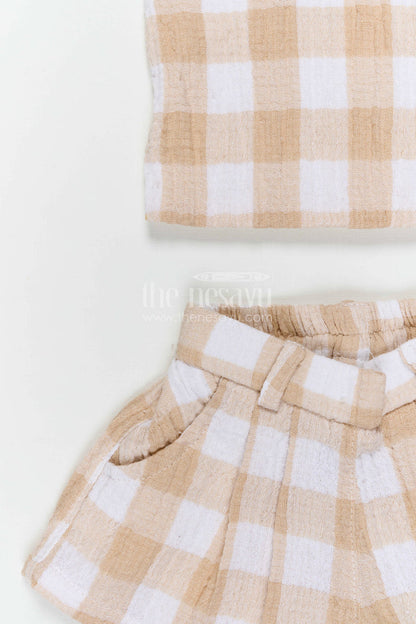 The Nesavu Baby Casual Sets Baby Girl Cotton Co Ord Set for Summer Outings and Daily Wear Nesavu Nesavu baby girl muslin cotton co ord set with checked design for summer outings and daily wear