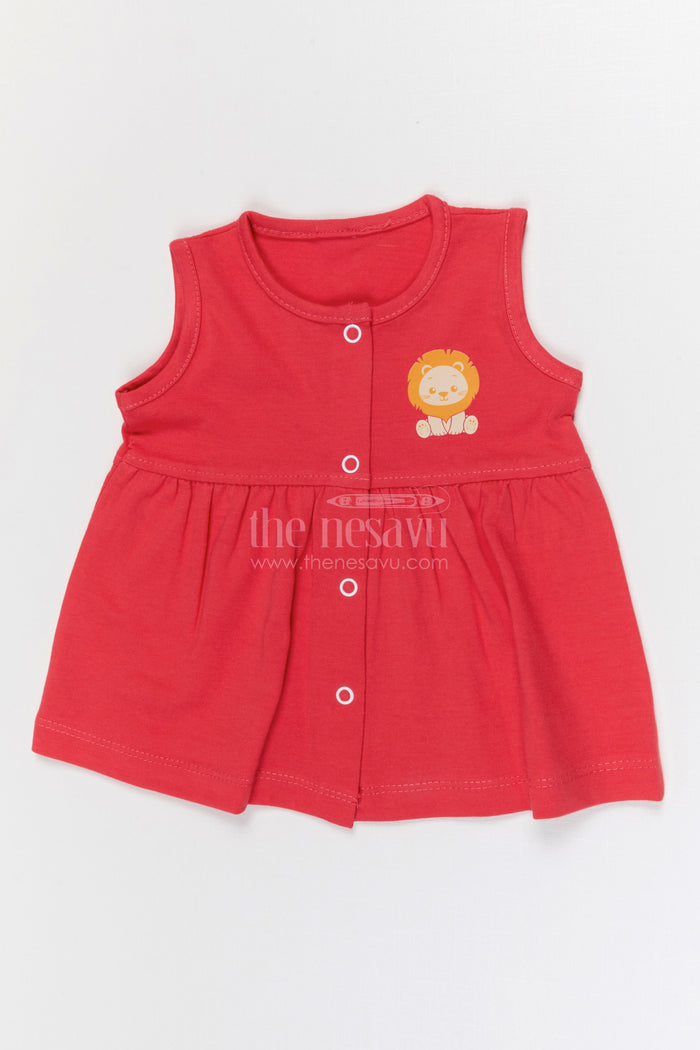 The Nesavu Baby Frocks Baby Girl Cotton Frock for Birthday and Family Outings Nesavu 10 (NB) / Half white / Cotton BFJ946A-10 Nesavu Baby Girl Cotton Frock For Birthday Party Sleeveless Jersey Infant Dress