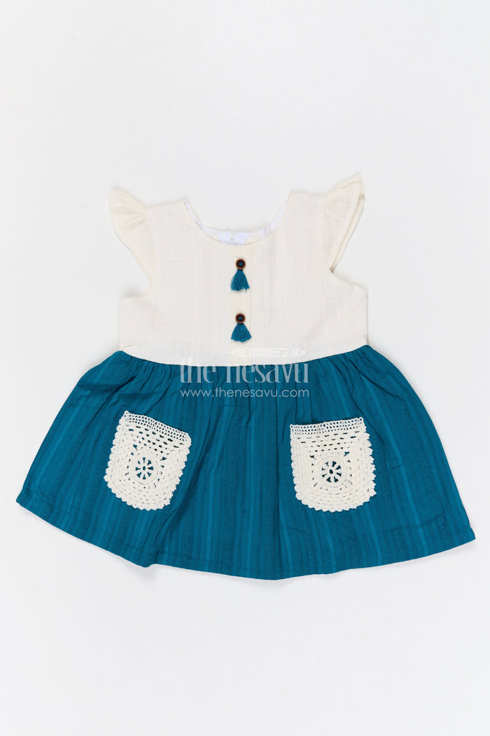 The Nesavu Baby Cotton Frocks Baby Girl Cotton Frock for Birthdays and Family Celebrations Nesavu 14 (6M) / Blue / Cotton BFJ959A-14 Nesavu baby girl cotton frock with cute pockets for birthdays outings and baby celebrations