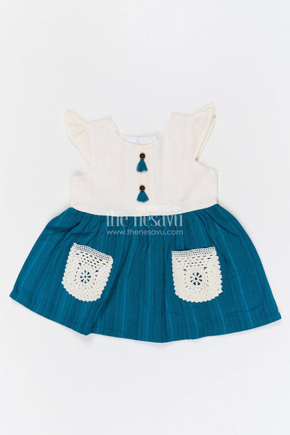 The Nesavu Baby Cotton Frocks Baby Girl Cotton Frock for Birthdays and Family Celebrations Nesavu 14 (6M) / Blue / Cotton BFJ959A-14 Nesavu baby girl cotton frock with cute pockets for birthdays outings and baby celebrations