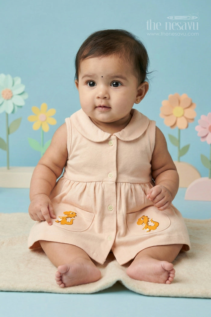 The Nesavu Baby Frocks Baby Girl Cotton Frock for Casual Daily Wear Nesavu 10 (NB) / Purple / Cotton BFJ940A-10 Nesavu Baby Girl Cotton Jersey Frock With Pocket Detail For Casual Daily Comfort