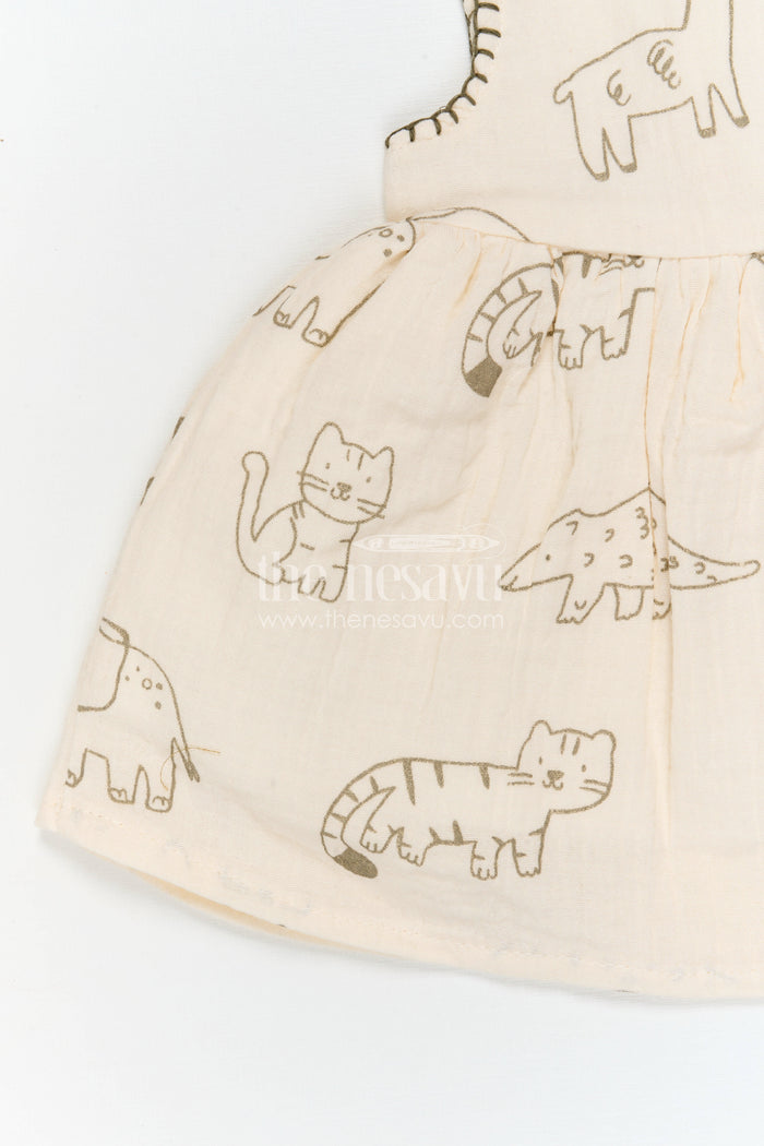 The Nesavu Baby Cotton Frocks Baby Girl Cotton Frock for Casual Outings and Family Gatherings Nesavu Nesavu baby girl muslin cotton frock for casual outings and family gatherings with digital prints