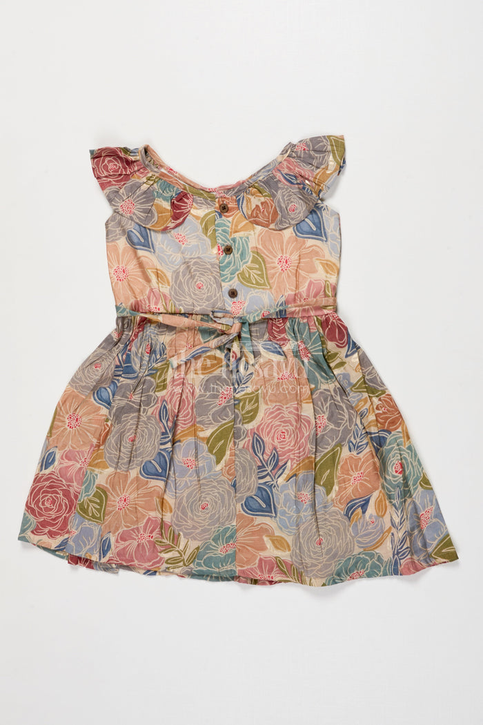 The Nesavu Girls Cotton Frock Baby Girl Cotton Frock for Casual Outings and Playdates Nesavu Nesavu baby girl cotton frock with digital floral print for playdates and everyday wear