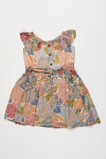 The Nesavu Girls Cotton Frock Baby Girl Cotton Frock for Casual Outings and Playdates Nesavu Nesavu baby girl cotton frock with digital floral print for playdates and everyday wear