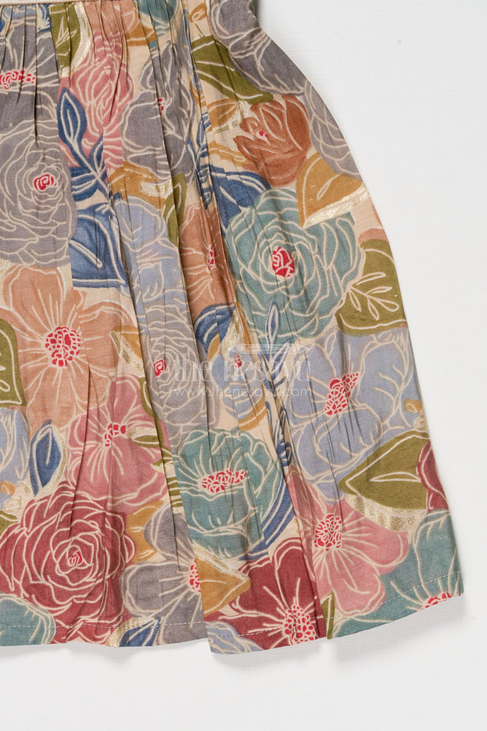 The Nesavu Girls Cotton Frock Baby Girl Cotton Frock for Casual Outings and Playdates Nesavu Nesavu baby girl cotton frock with digital floral print for playdates and everyday wear