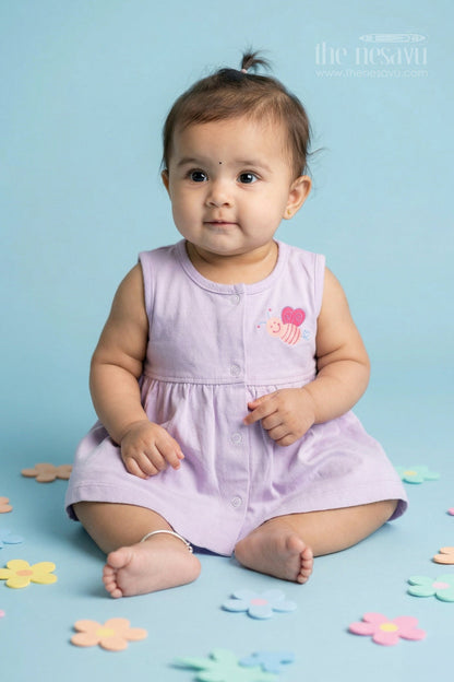 The Nesavu Baby Frocks Baby Girl Cotton Frock for Casual Wear and Playdates Nesavu 10 (NB) / Half white / Cotton BFJ947A-10 Nesavu Baby Girl Cotton Frock For Daily Wear Sleeveless Jersey Dress For Infants